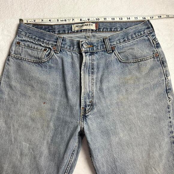 Levi’s 505 Relaxed Fit distressed blue jeans 33x31 Y2K - Picture 4 of 8
